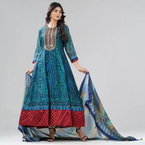 Women Aqua Ethnic Gown Set